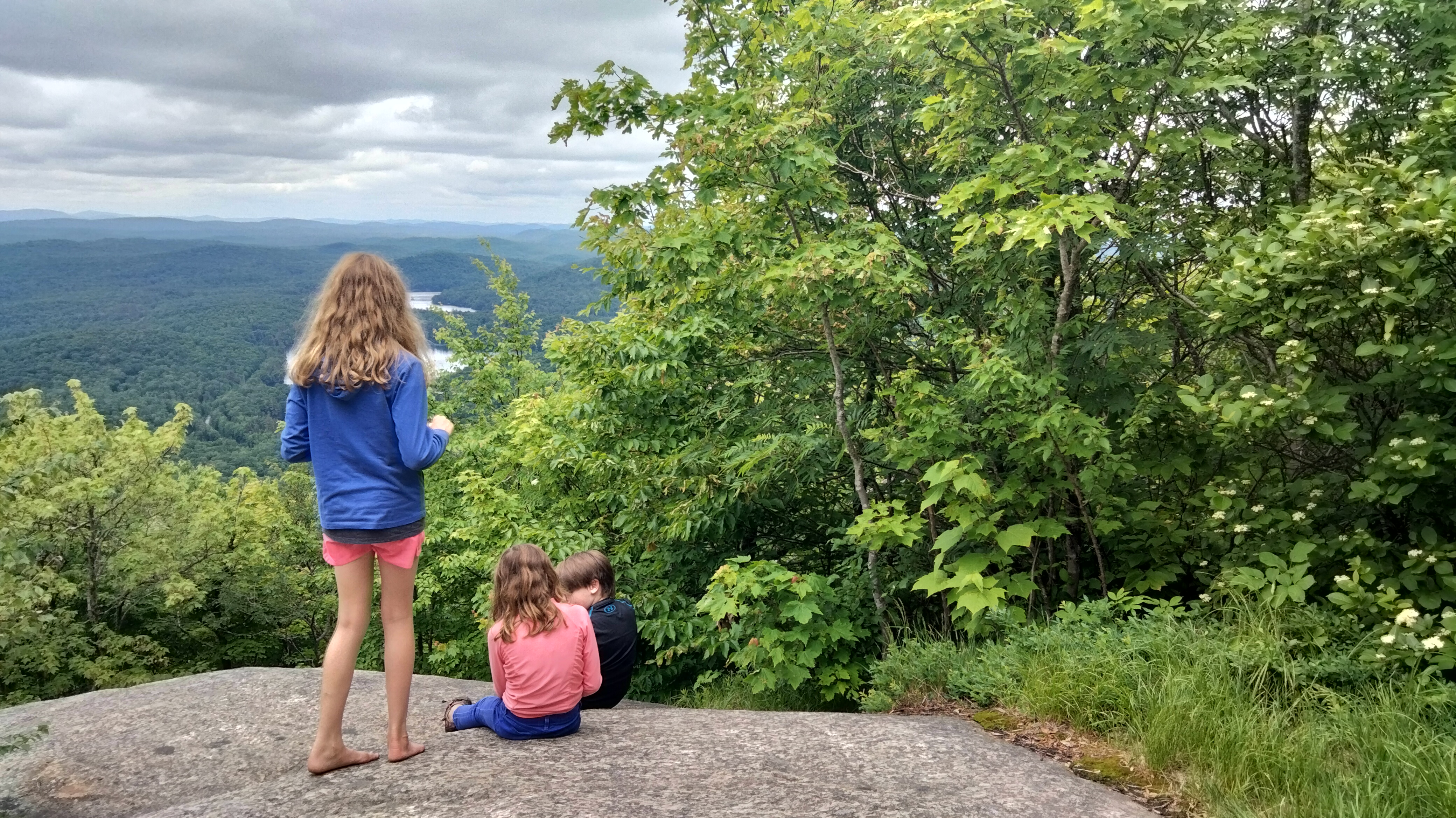 Three children on the summit of a mountain in the Adirondack Mountains. This was not our last hike.
