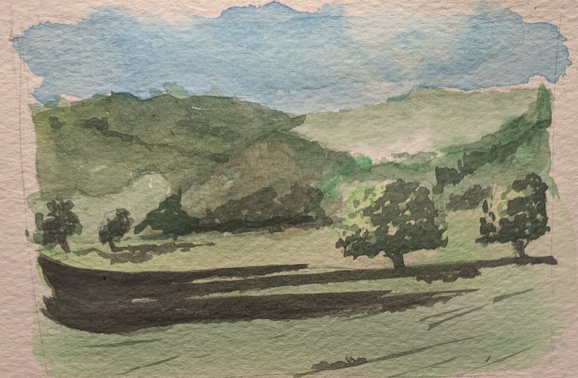 A thumbnail of the trees in a field. The colors are not as bright.